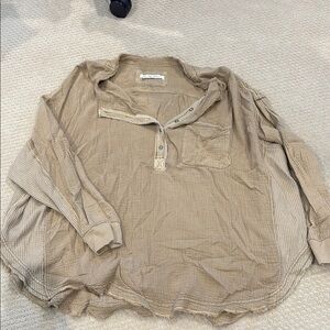 Tan Long-Sleeve Button-Up Shirt
